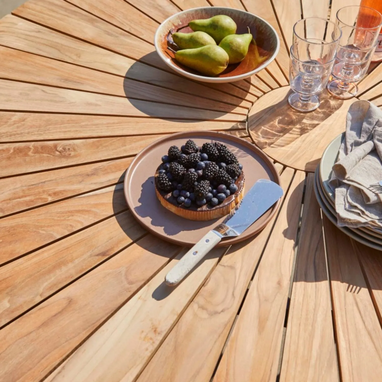 - Havebord - Ellen bord Ø110cm antracit/teak*Cinas Discount