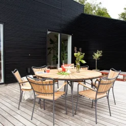 - Havebord - Ellen bord Ø150cm antracit/teak*Cinas Clearance