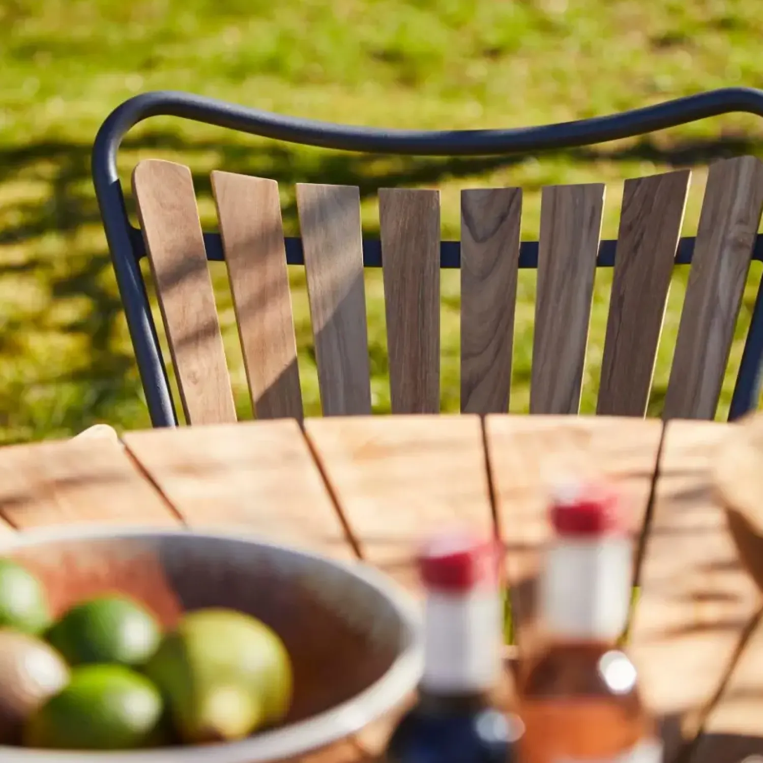 - Havebord - Ellen bord Ø130cm antracit/teak*Cinas Clearance