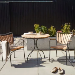 - Havebord - Ellen cafebord Ø80cm antracit/teak*Cinas Online