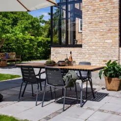 - Havebord - Parc bord i teak med antracitgrå stel*Cinas Sale