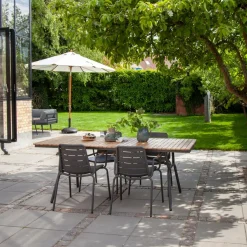 - Havebord - Parc bord i teak med antracitgrå stel*Cinas Sale