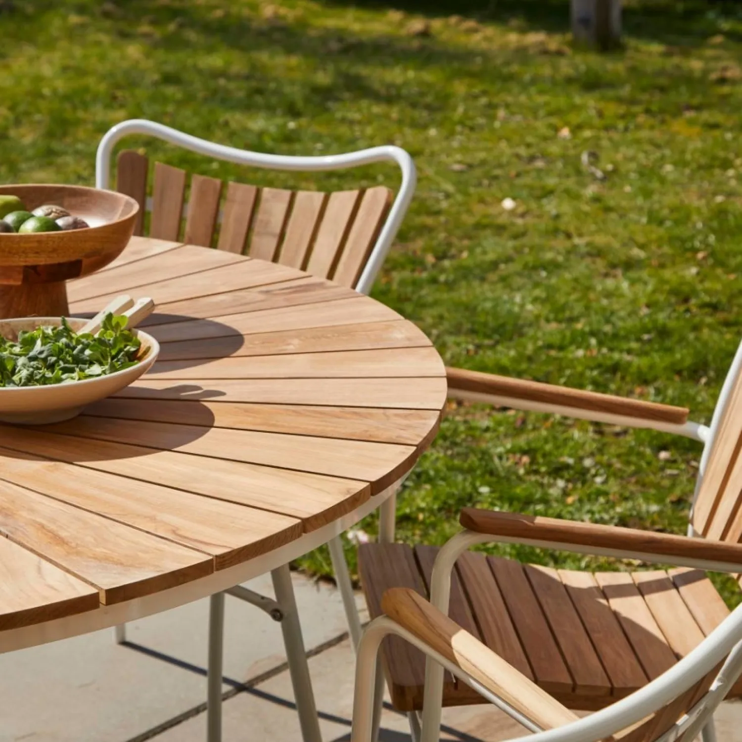 - Havstol - Ellen stol hvid aluminium og teak*Cinas Discount