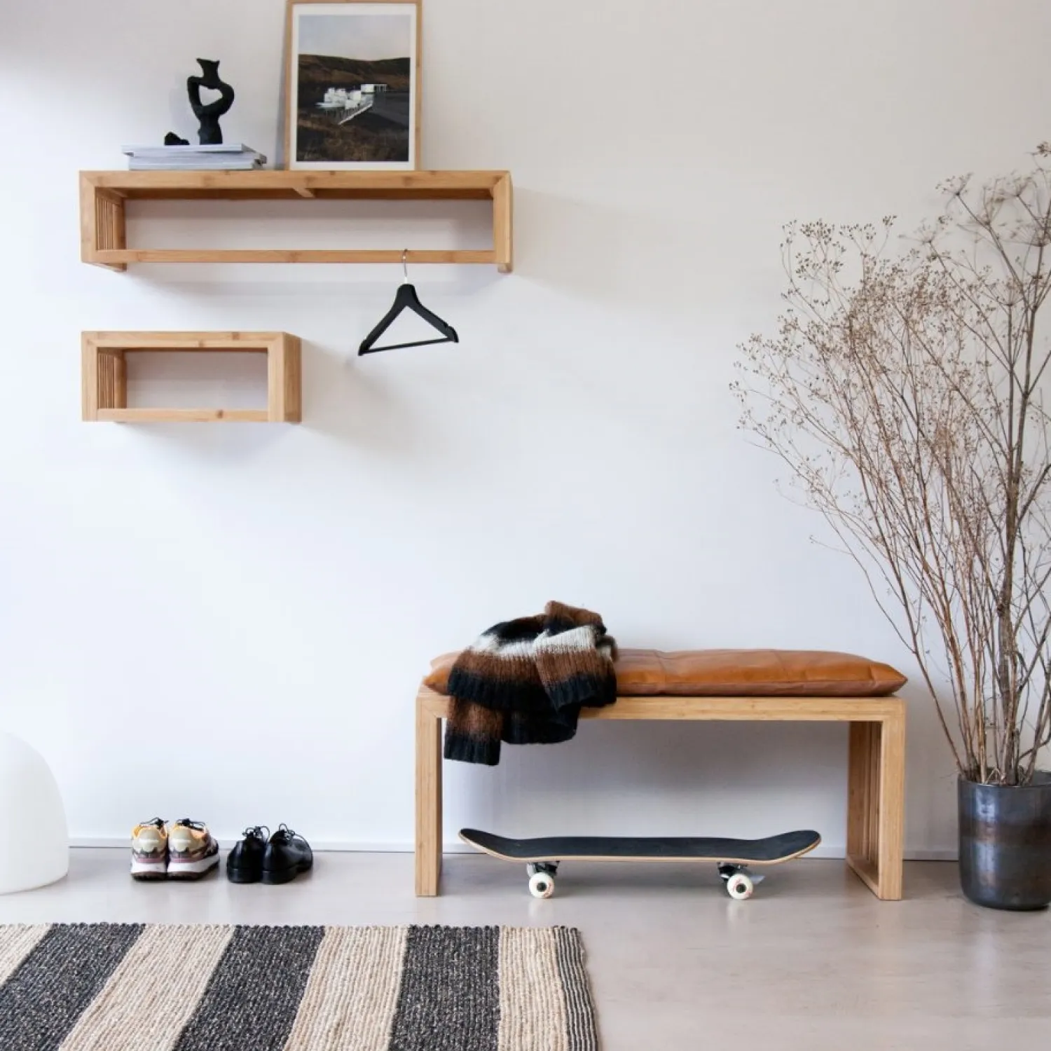 - Lille garderobehylde i vertikalt karboniseret bambus^Cinas Sale