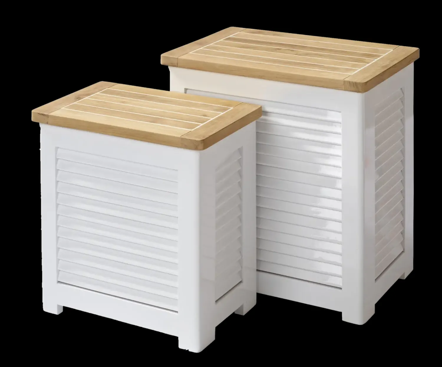 - Lille jalousi opbevaringsboks i hvid mahogni^Cinas Outlet