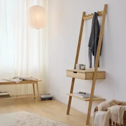 - Noble entré væg møbel i bambus med 6 knager, 1 skuffe og en hylde^Cinas Outlet