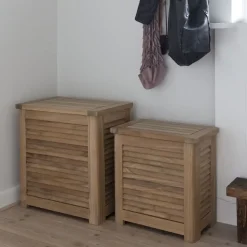 - Opbevaringsboks m. jalousi, stor, teak*Cinas Online