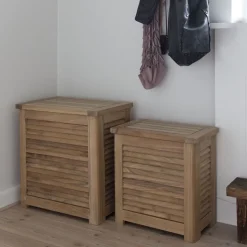 - Opbevaringsboks m. jalousi, lille, teak^Cinas Sale