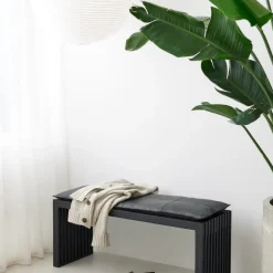 - Rib bænk 104x35cm mahogni mat sort^Cinas Hot