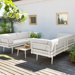 - Rio lounge sofa, Sandy Grey aluminiums stel, med hynder i Sand*Cinas Best