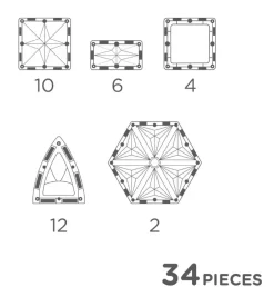 - Magnetlegetøj - Small Curved Pack Pastel - 34 dele*Cleverclixx Best
