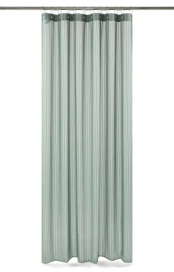 - Badeforhæng - Lines shower curtain w/eyelets 220 cm - Støvet grøn^Compliments New
