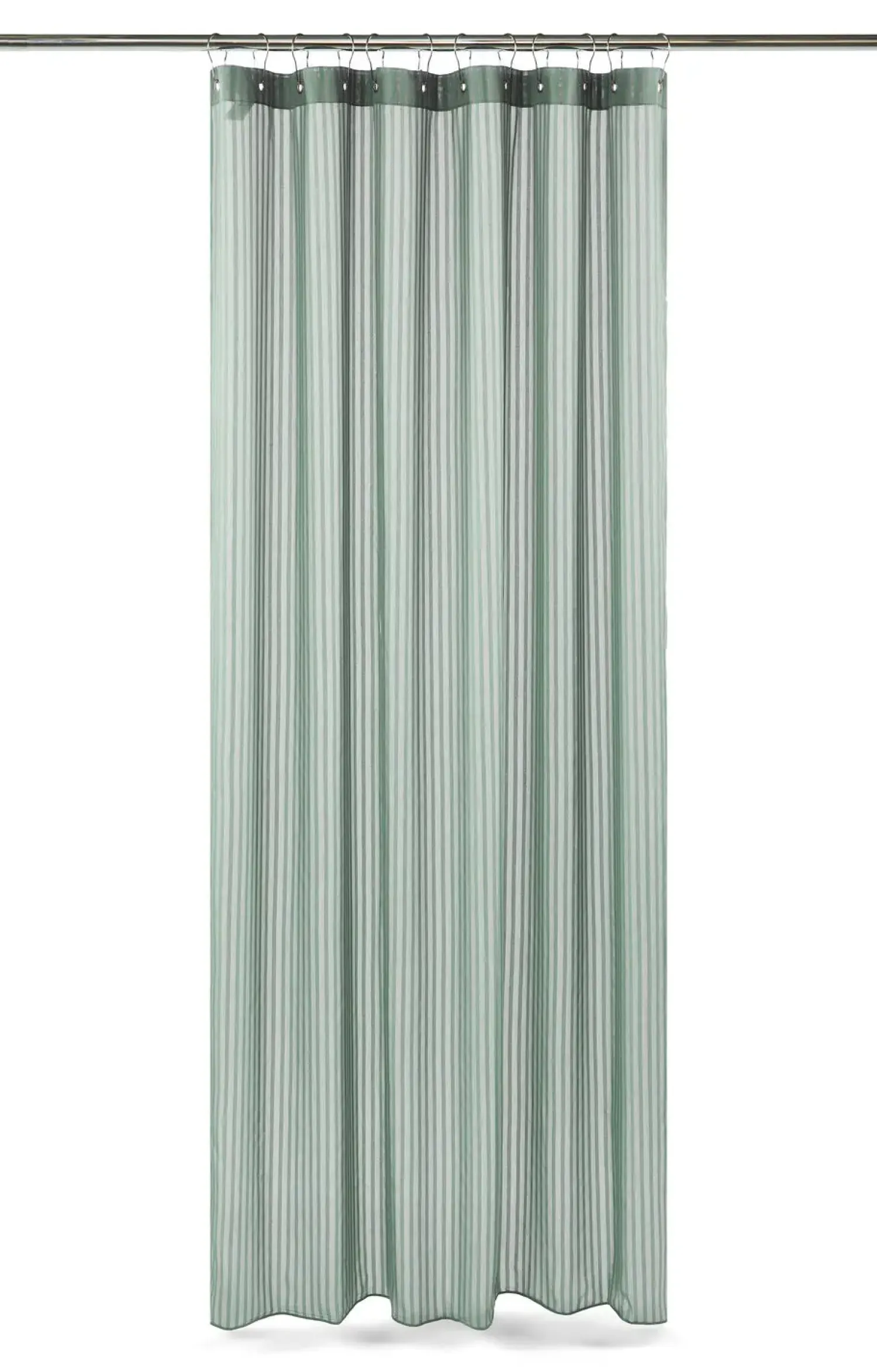 - Badeforhæng - Lines shower curtain w/eyelets 220 cm - Støvet grøn^Compliments New