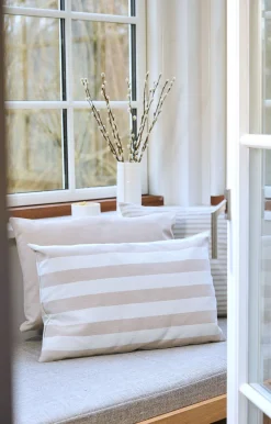 - Pudebetræk Outdoor Fine Stripe 45x45 cm - Beige^Compliments Discount