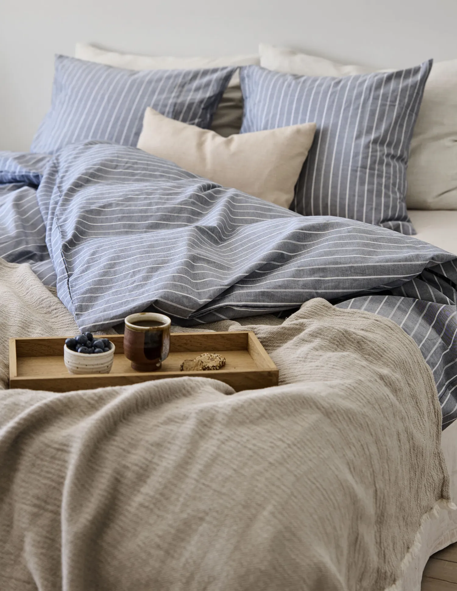 - Sengetøj - Blik Bed Linen 240x220/60x63 (2) cm - Blå^Compliments Sale