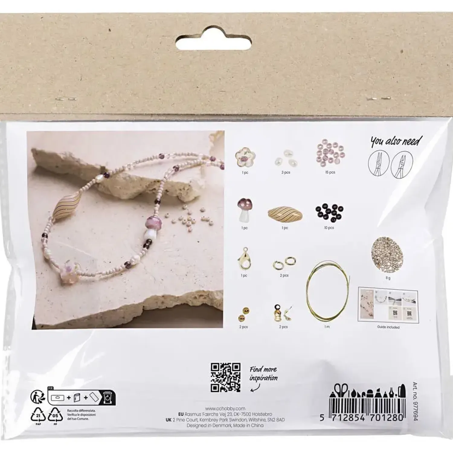 - Mini DIY Kit Smykker, rosa harmoni, Chunky halskæde, 1 pk.*Creativ Company Online