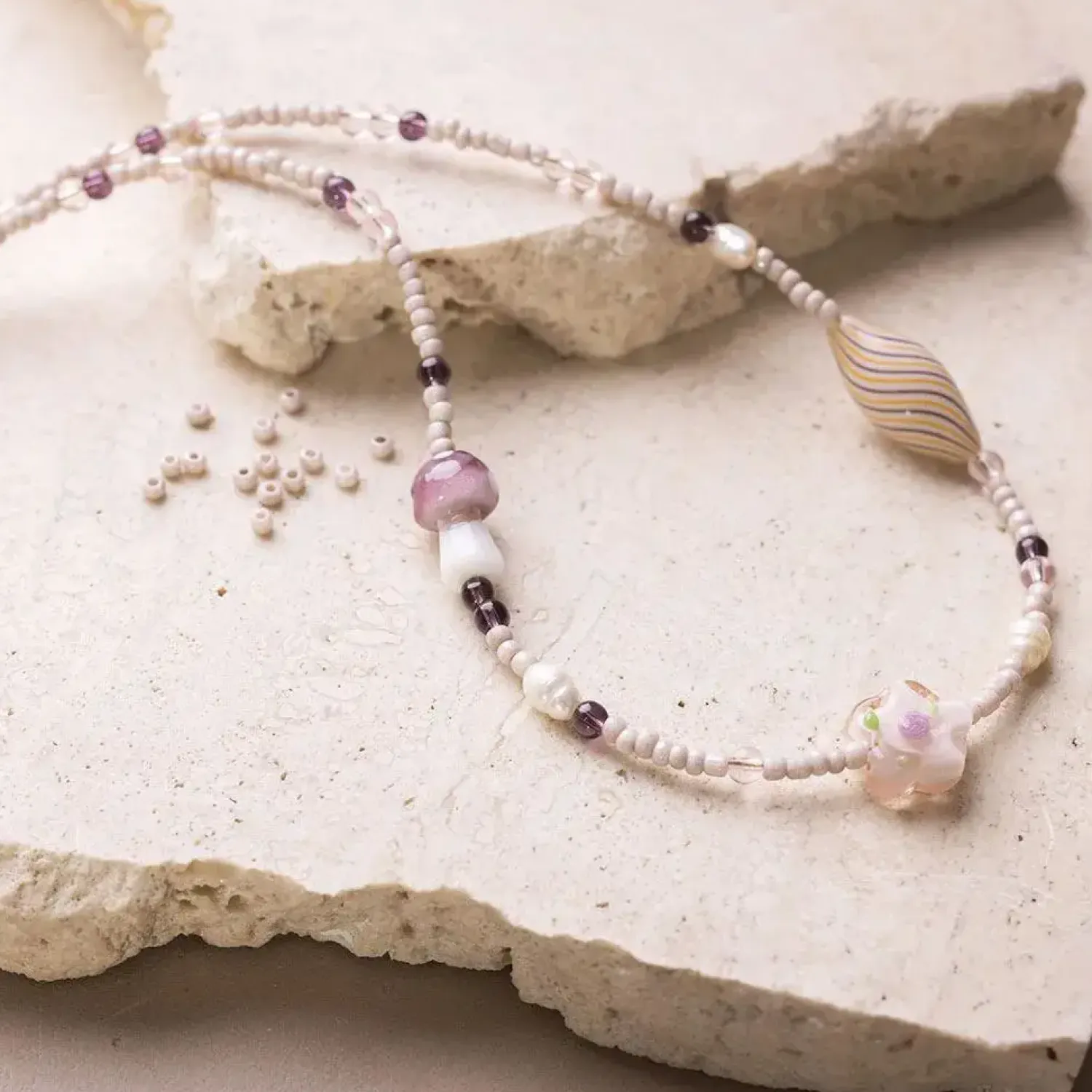 - Mini DIY Kit Smykker, rosa harmoni, Chunky halskæde, 1 pk.*Creativ Company Online