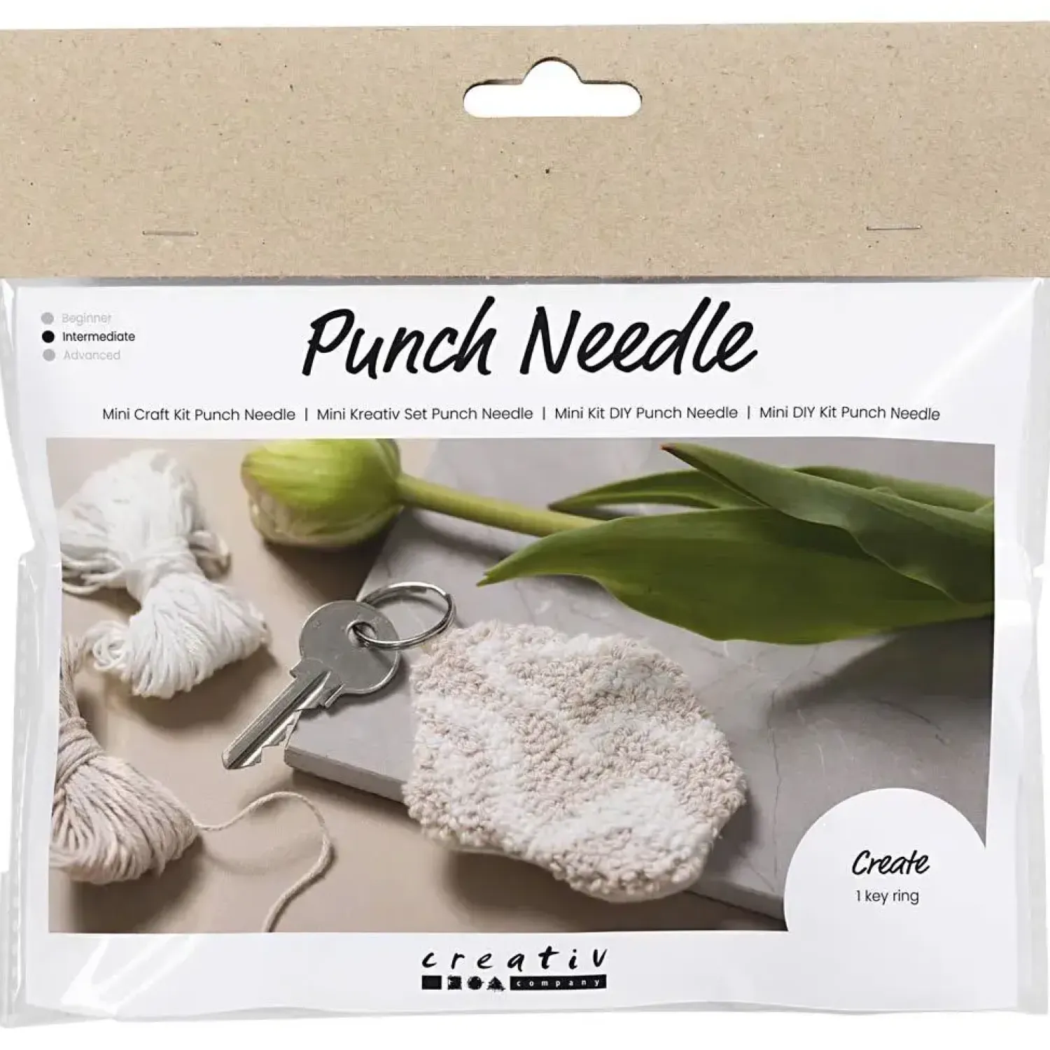 - Mini DIY Kit Punch Needle , beige, Nøglevedhæng, 1 pk.^Creativ Company Discount