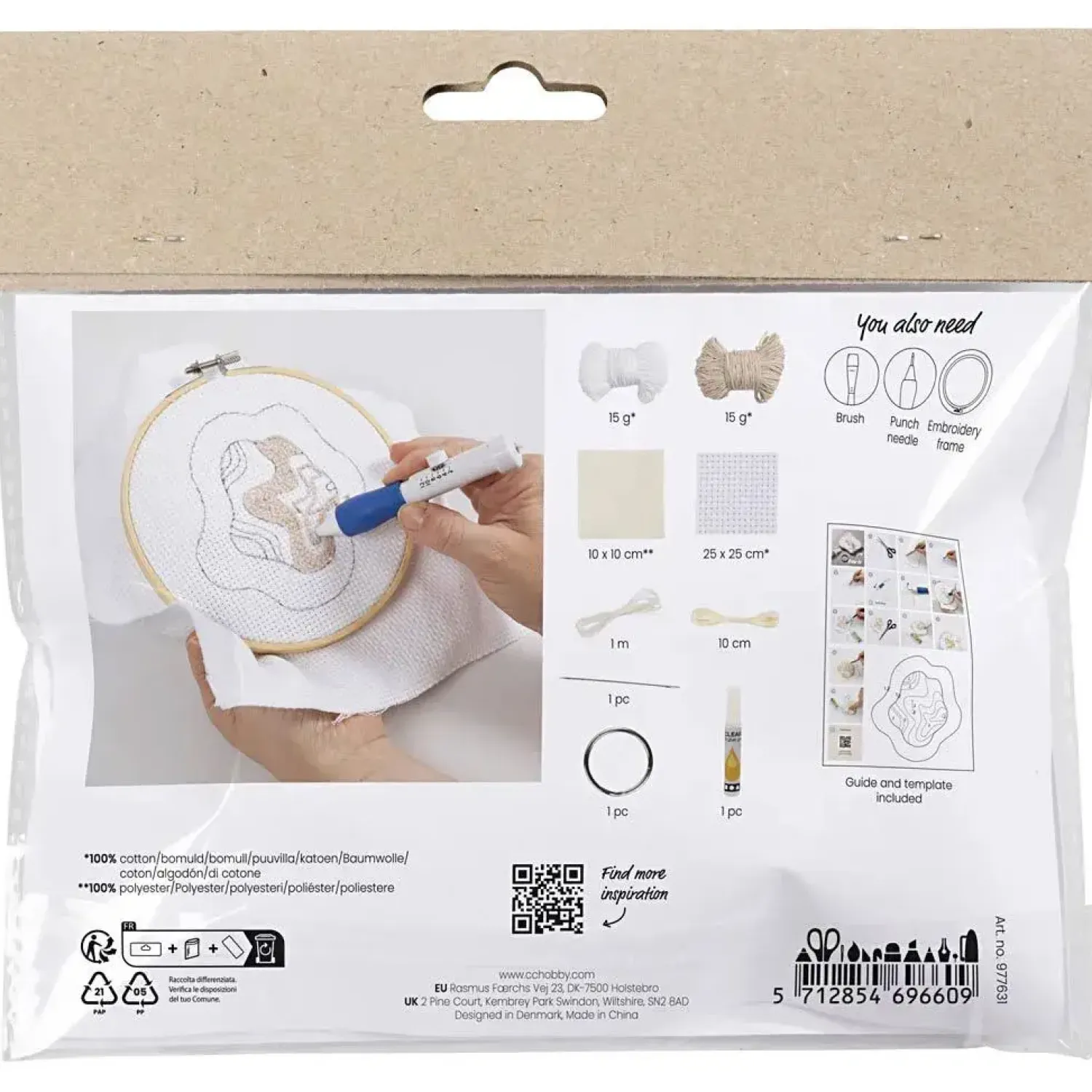 - Mini DIY Kit Punch Needle , beige, Nøglevedhæng, 1 pk.^Creativ Company Discount