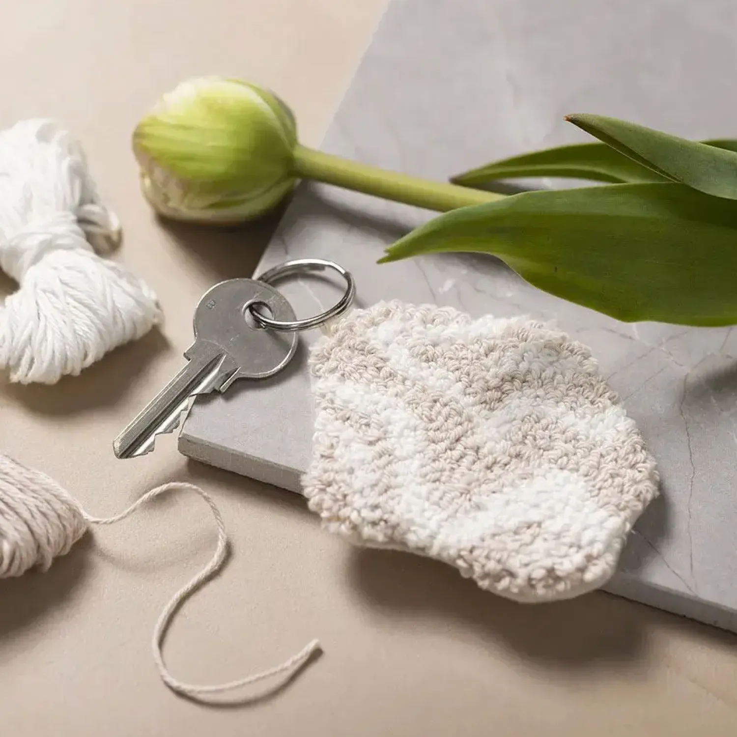 - Mini DIY Kit Punch Needle , beige, Nøglevedhæng, 1 pk.^Creativ Company Discount