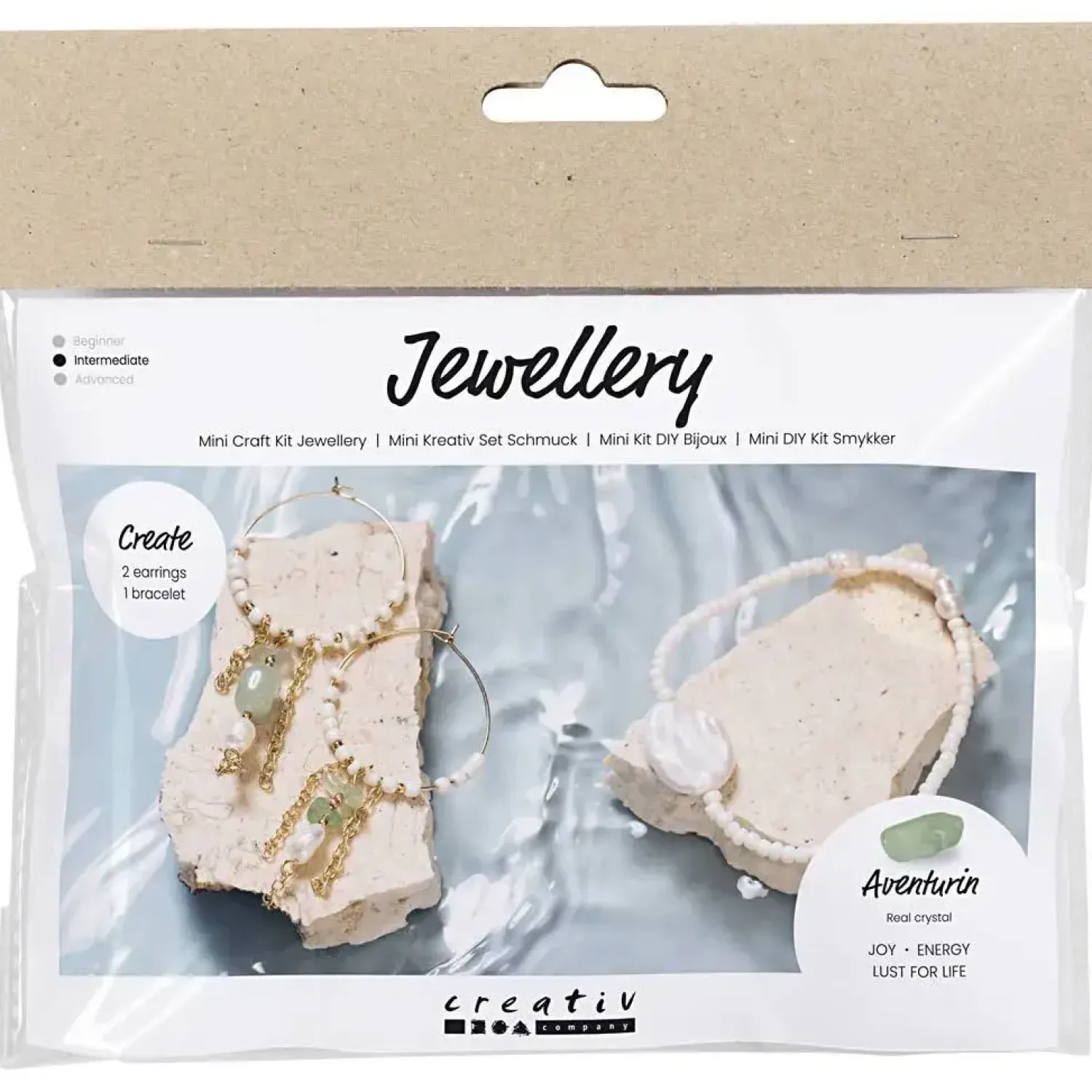 - Mini DIY Kit Smykker, Aventurinmix armbånd og øreringe, 1 pk.*Creativ Company Online