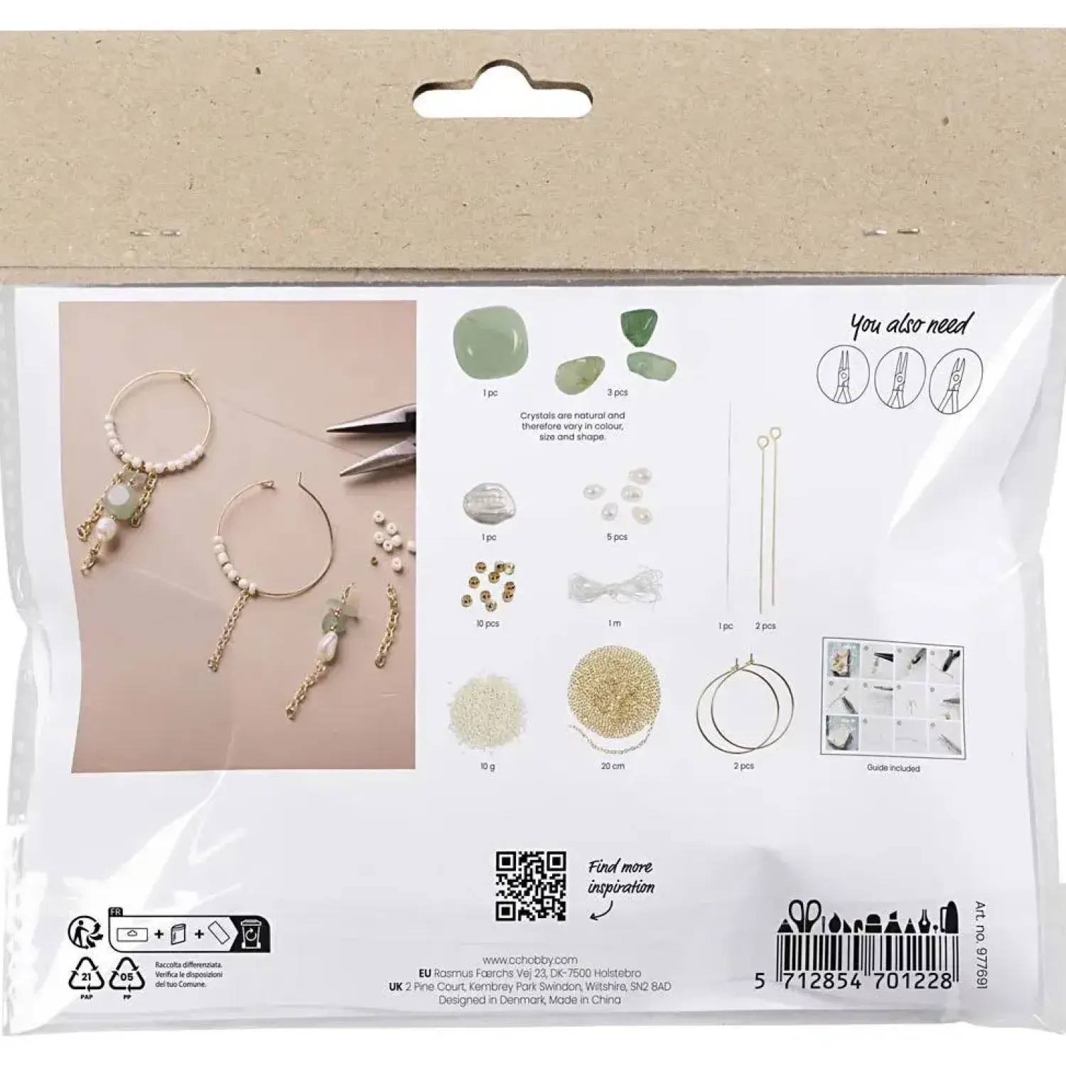 - Mini DIY Kit Smykker, Aventurinmix armbånd og øreringe, 1 pk.*Creativ Company Online