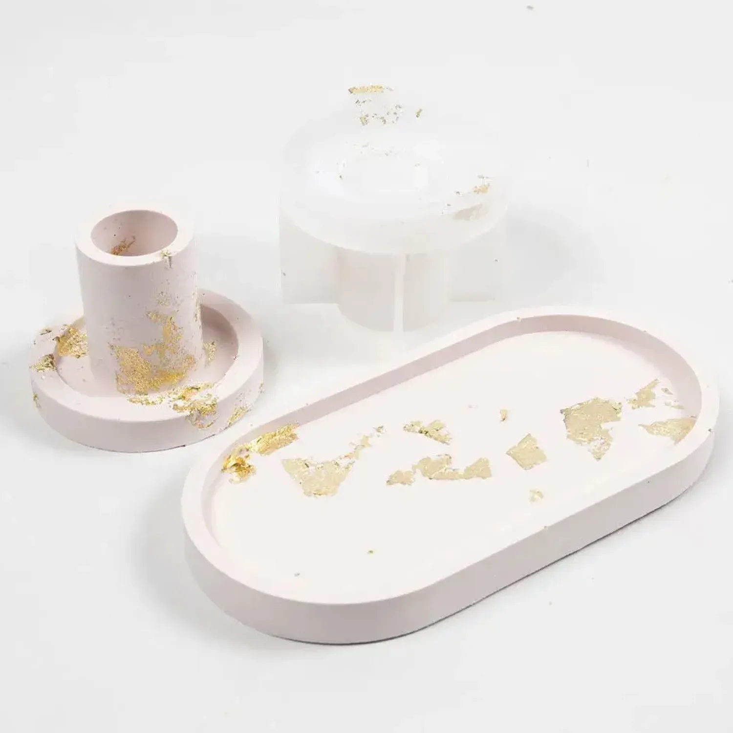 - Start DIY Kit Resin Støbning, blå, lys pink, hvid, Lysestager og fade, 1 pk.*Creativ Company