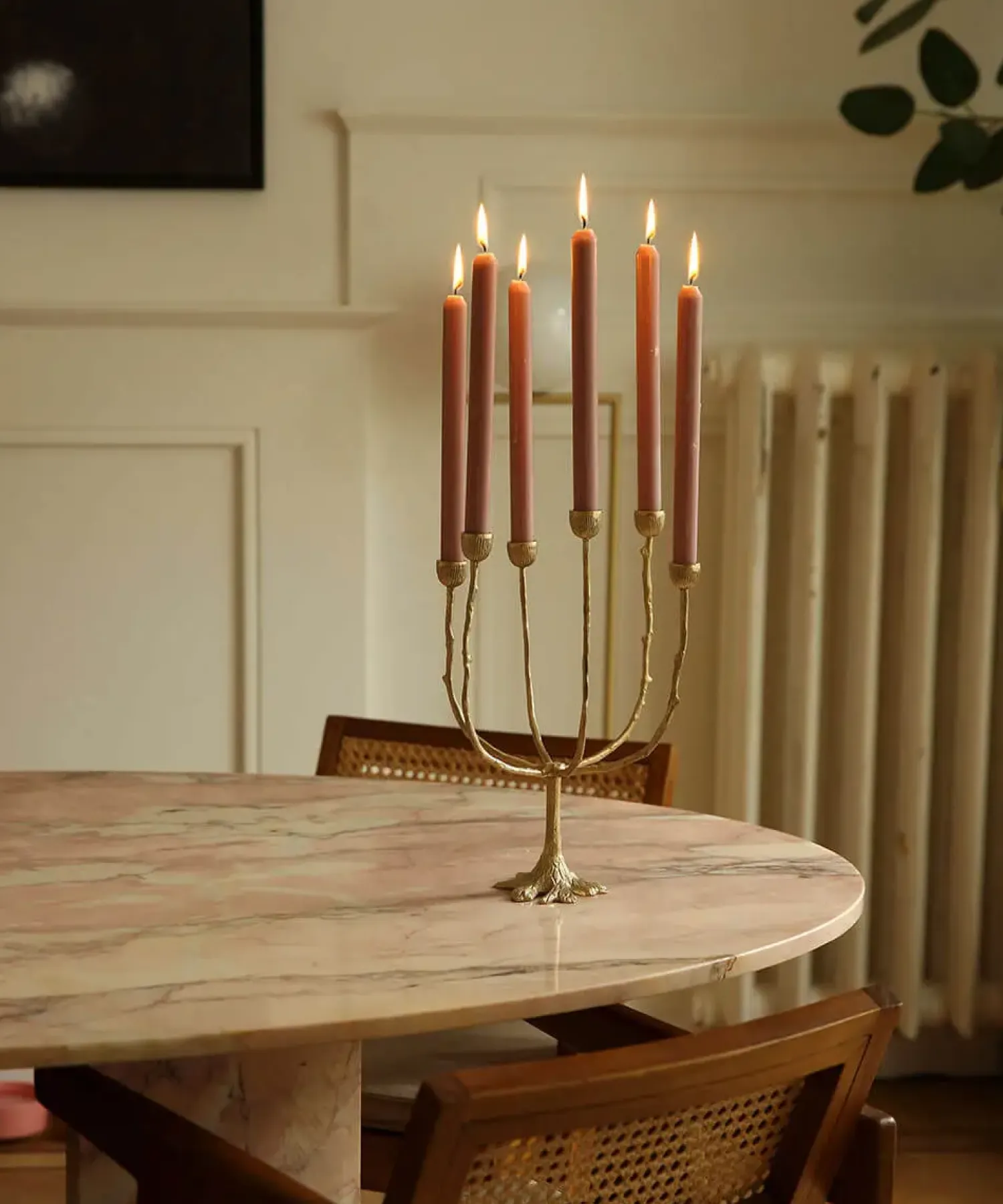 - Lysestage - 6 armet lysestage - Misty Multi - Messing/Brass^Doing Goods New