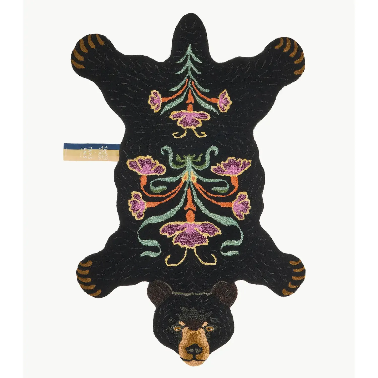- Sort bjørne tæppe - Blooming Black Bear - Large - 143x97 cm*Doing Goods Online