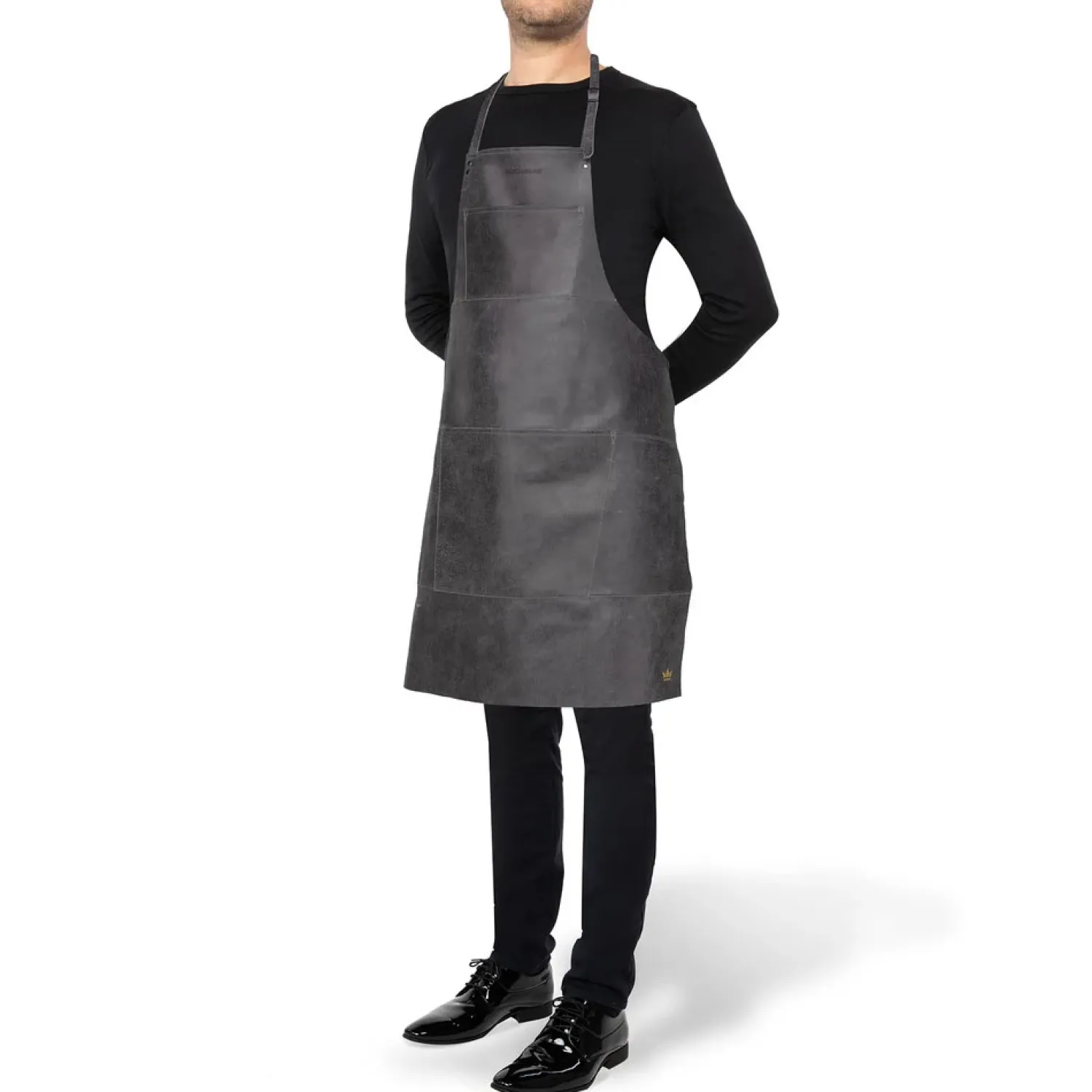 - Forklæde - Brushed Style - Vintage Sort Læder^Dutchdeluxes Online