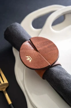 - Napkin Ring - Set of 4 - Vintage Cognac læder^Dutchdeluxes Sale