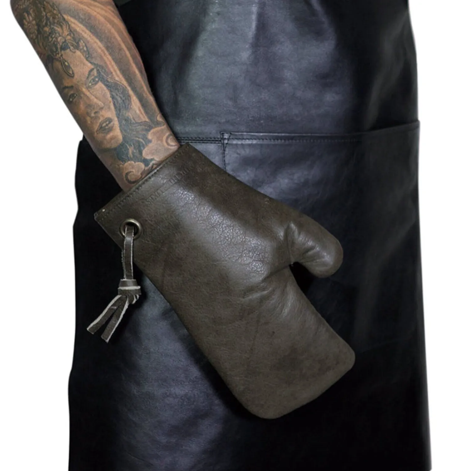 - Ovn Handske - Oven Glove - Vintage Grå Læder^Dutchdeluxes Outlet