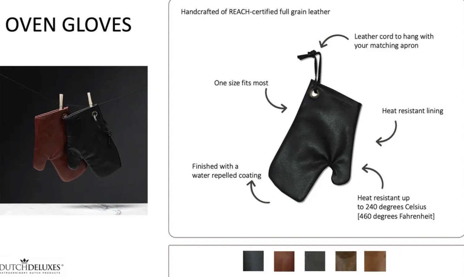 - Ovn Handske - Oven Glove - Vintage Grå Læder^Dutchdeluxes Outlet