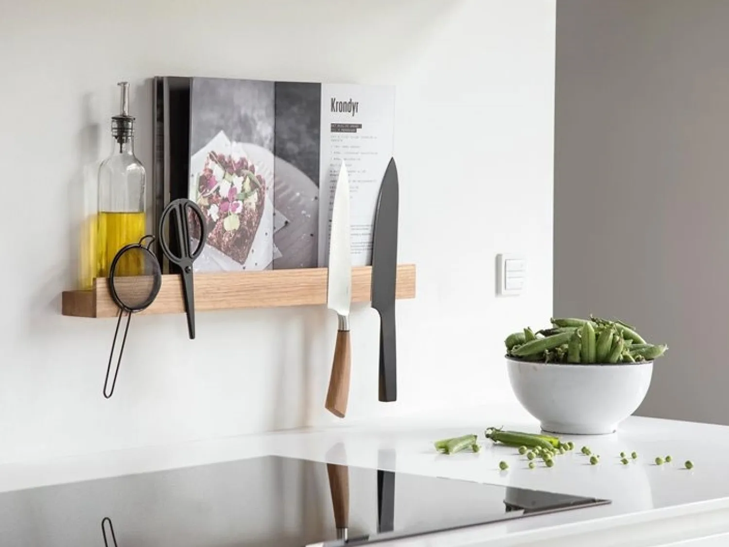 Ekta Living - Knivmagnet Hylde - Magnet Shelf - Nature Eg - 60 cm*By Wirth Clearance