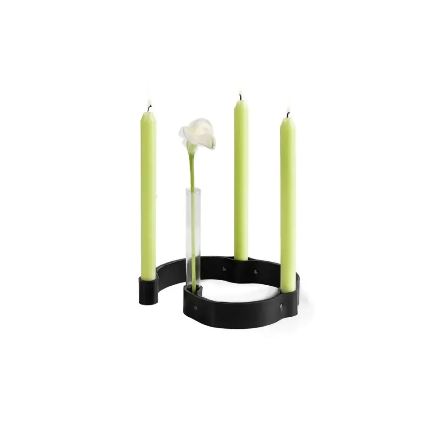 Ekta Living - Lysestage i læder - Belt 4 Candles - Sort læder*By Wirth Outlet