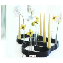 Ekta Living - Lysestage i læder - Belt 4 Candles - Sort læder*By Wirth Outlet