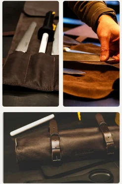 - Knivmappe i læder - 5 Lommer - Mørkebrun*Endeavour Discount