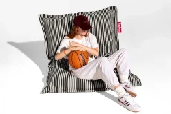 - Original Slim Terry Sort Creme - Stribet sort - 155 x 120 cm^Fatboy Sale