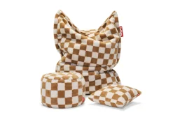 - Teddy pude - Chess Almond Creme - brun ternet - 50x50 cm*Fatboy Sale