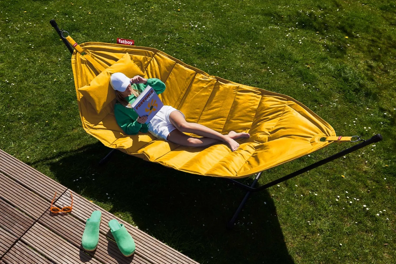 hængekøje Deluxe - Gul - Sæt med hængekøje, pude og regncover*Fatboy Outlet