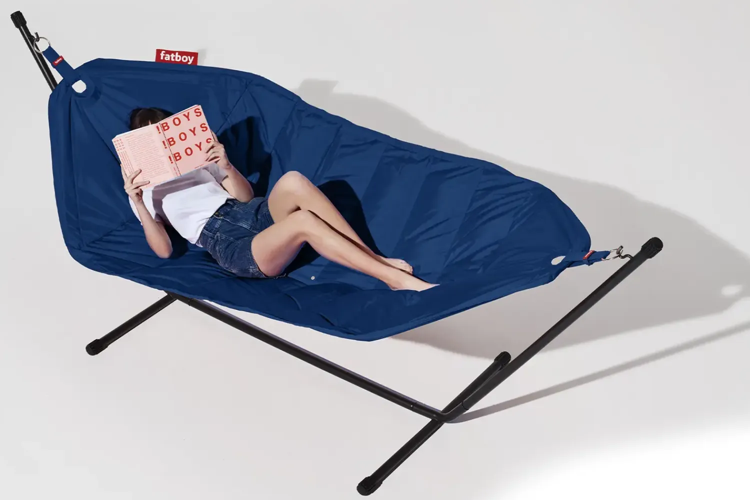 hængekøje Deluxe - Mørkeblå / Dark blue. Sæt med hængekøje, pude og regncover^Fatboy Outlet