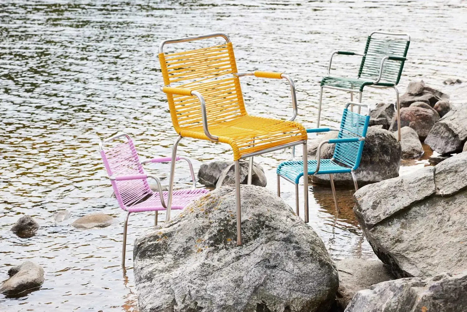 - Havestol - Mya spaghetti m. armlæn - Gul^FIAM New