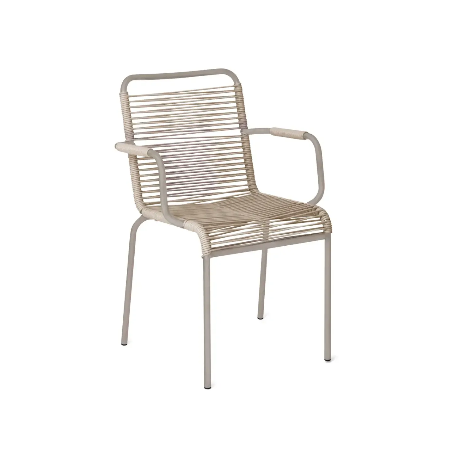 - Havestol - Mya spaghetti m. armlæn - Taupe og stålben^FIAM Hot