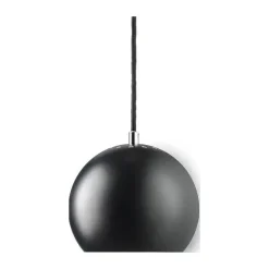 - Ball pendel - sort mat (Ø 18 cm) m. sort stofledning*Frandsen Lighting New