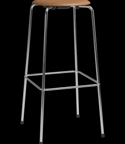 - Barstol - High Dot™ Bar stool 4-legs - højmodel - Wild leather Walnut/Chromed steel base*Fritz Hansen Outlet
