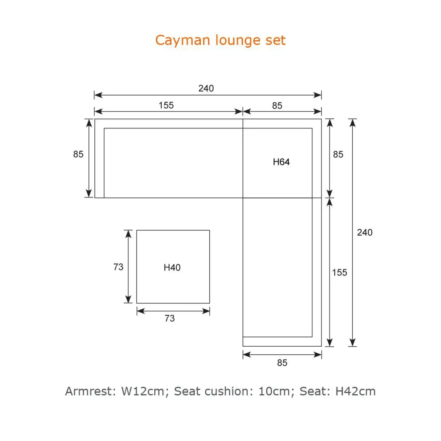 - Lounge Sæt - Cayman - Grå - 240 x 240 cm*Garden Impressions New