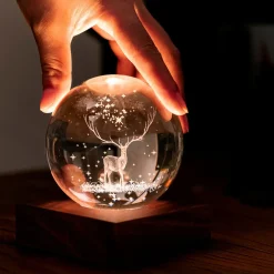 - Amber Crystal Light Bordlampe - 3D Laser stag*Gingko Discount