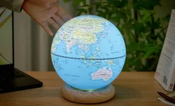 - Atlas Globe Lamp - Lightblue Large White Ash base^Gingko