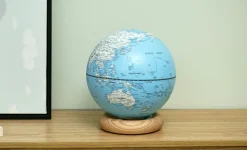 - Atlas Globe Lamp - Lightblue Large White Ash base^Gingko