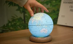 - Atlas Globe Lamp - Lightblue Mini White Ash base^Gingko Hot